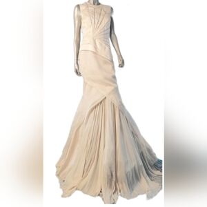 ♧$6,000 NEW BIBHU MOHAPATRA SILK BLUSH  EXCLUSIVE LONG RUNWAY GOWN US 6
